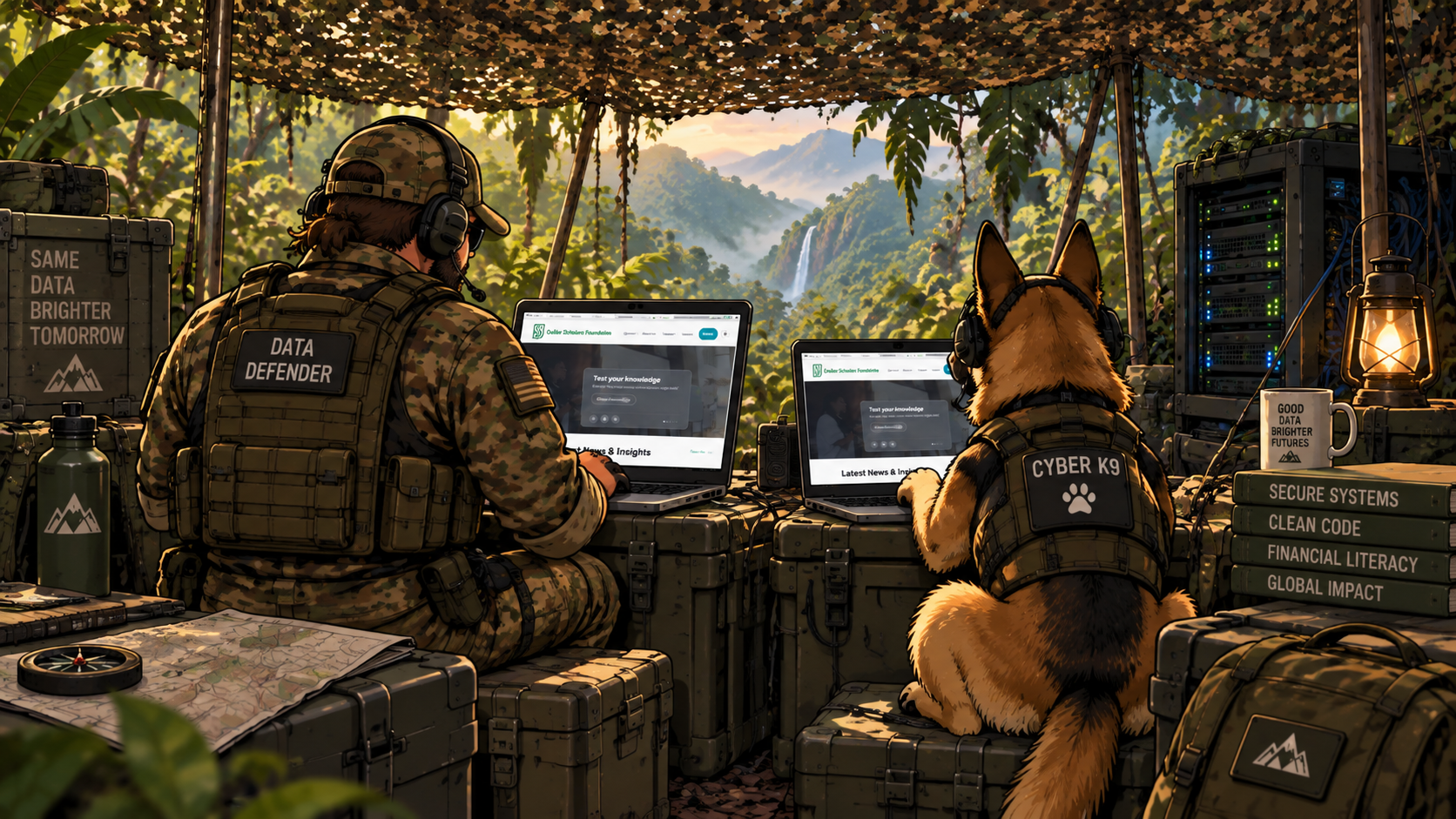 Data Dog and Data Man protect Dollar Scholars data